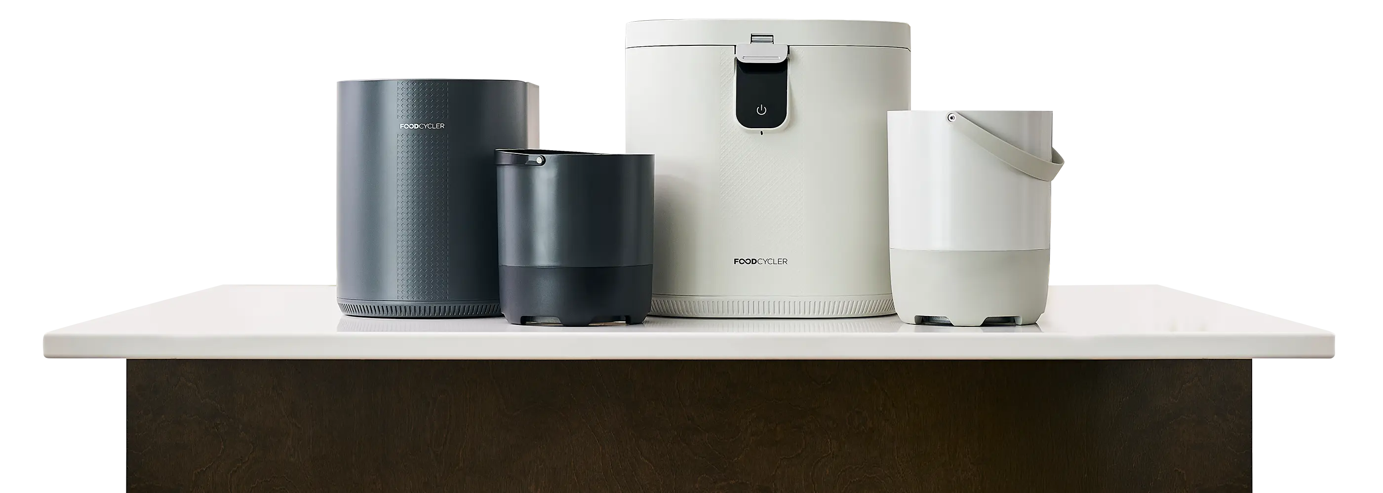 The suite of FoodCycler models which includes the larger Eco 5 and smaller Eco 3