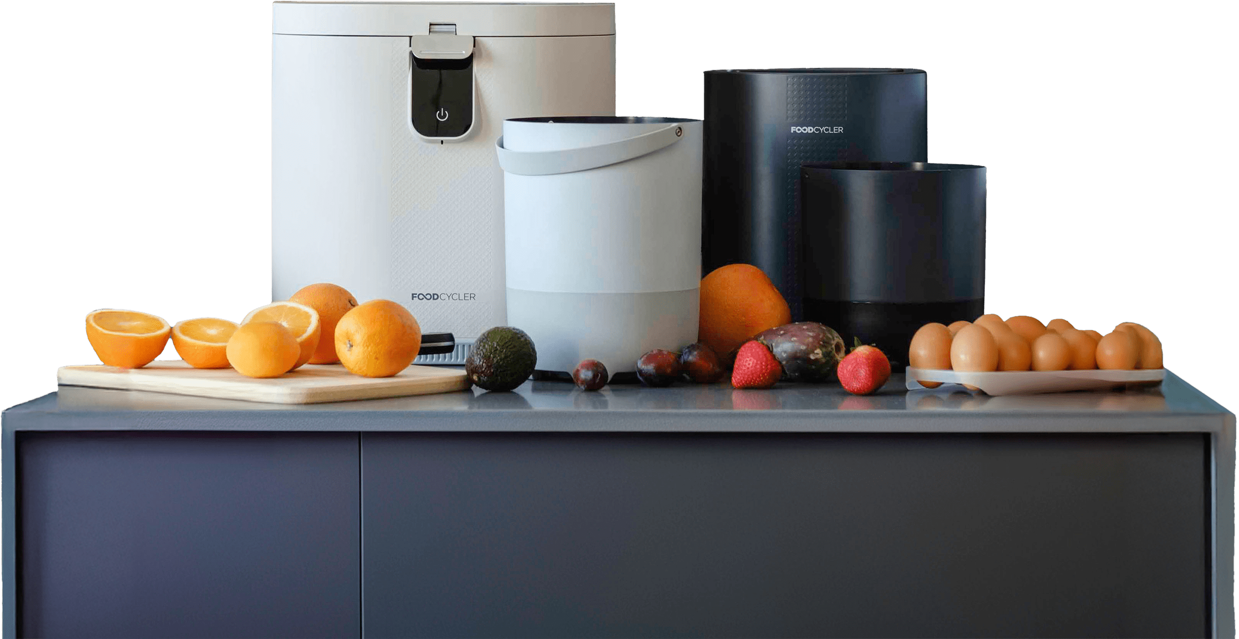 The suite of FoodCycler models which includes the larger Eco 5 and smaller Eco 3