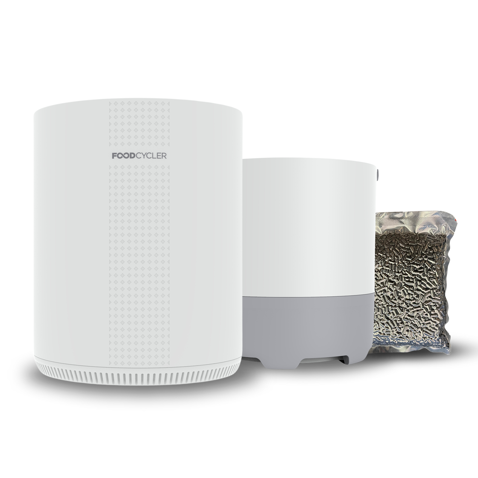 White FoodCycler Eco 3 includes the 3.5L bucket and Carbon Refill