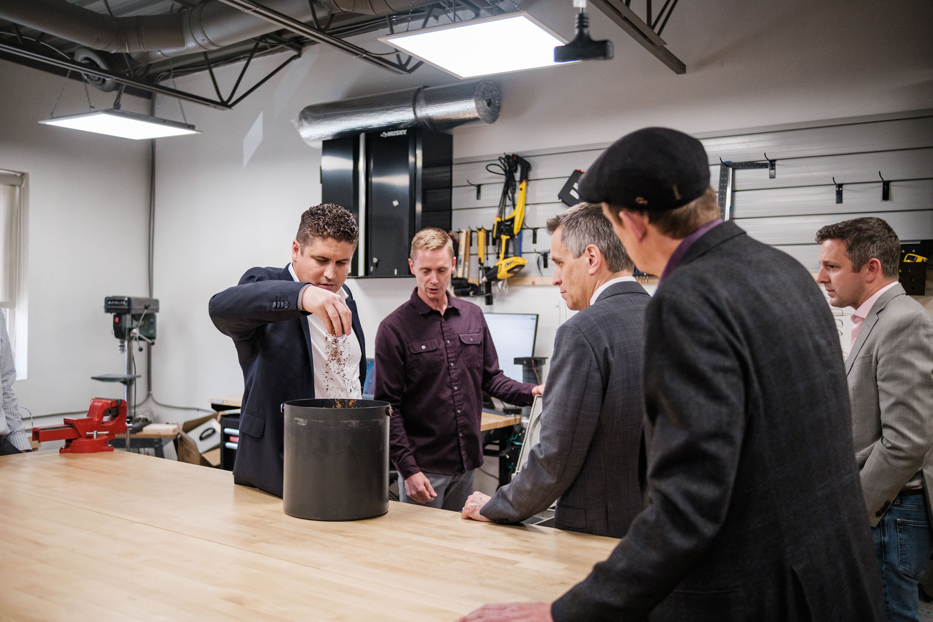 FoodCycler CEO, Brad Crepeau, showcasing Foodilizer to Ottawa municipality in their R&D area